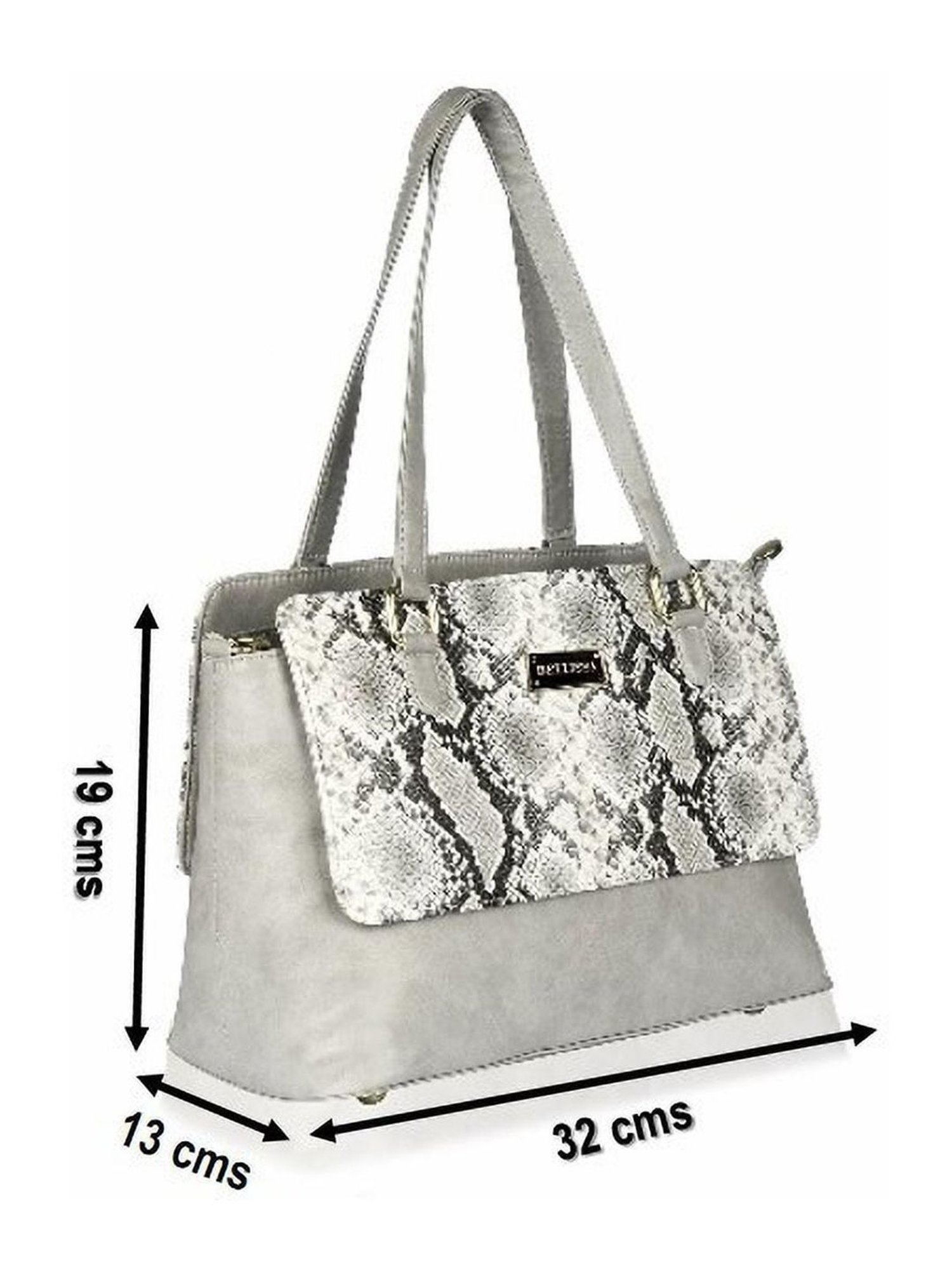 Bellissa Grey Textured Medium Snakeskin Shoulder Handbag