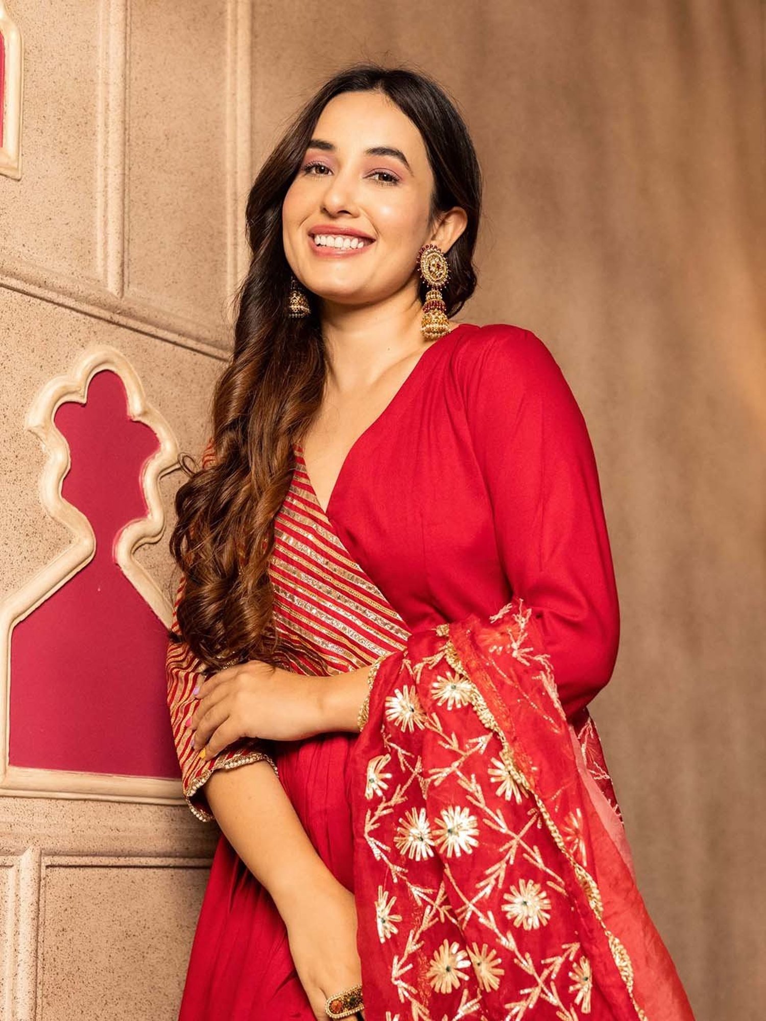 AACHHO Red Anya Gotapatti Sharara Set