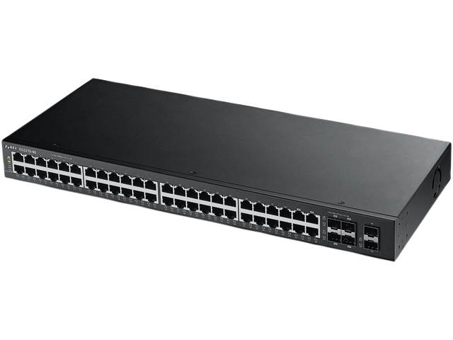 Zyxel 44-Port Gigabit Ethernet L2 Managed Switch with 4 SFP Combo (GBE RJ-45/SFP) 1000BASE-T Ports + 2 SFP - 50-Port Total - Metal Design - Limited Lifetime Protection (GS2210-48)