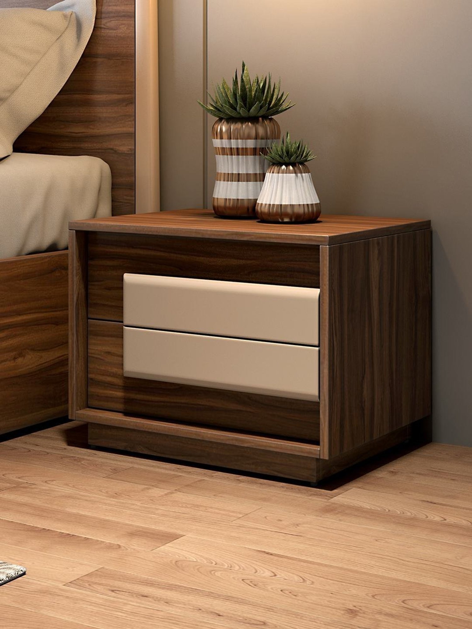 Durian Cecilia Brown Engineered Wood Bed Side Table