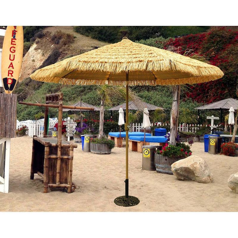 9' Round Crank Patio Umbrella - Thatch - Tropishade