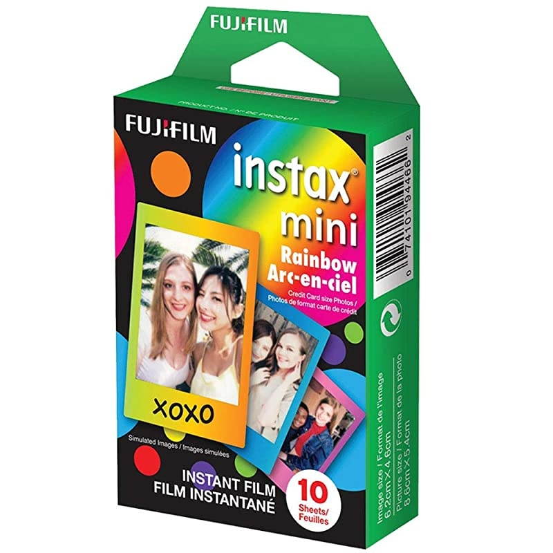 Instax Mini 11 Instant Camera Lilac Purple 16654803 + Instax Mini Twin Pack Instant Film 16437396 + Single Pack Rainbow Film + Case + Travel Stickers