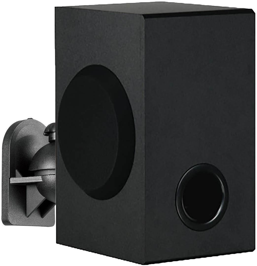 WALI Dual Speaker Wall Mount Brackets Multiple Adjustments for Bookshelf, Surround Sound Speakers, Hold up to 7.7 lbs, (SWM202), 2 Packs, Black