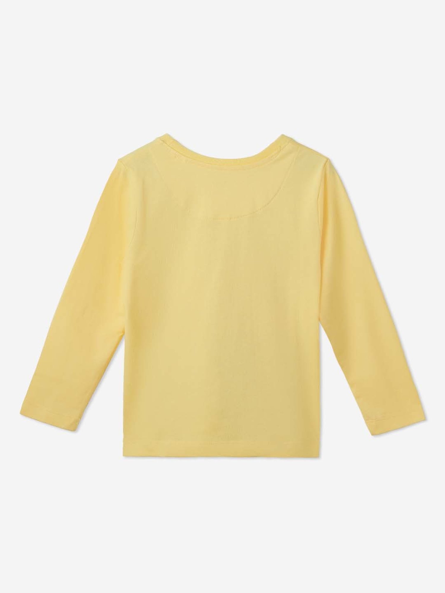 The Souled Store Kids Yellow Cotton Printed Full Sleeves T-Shirt