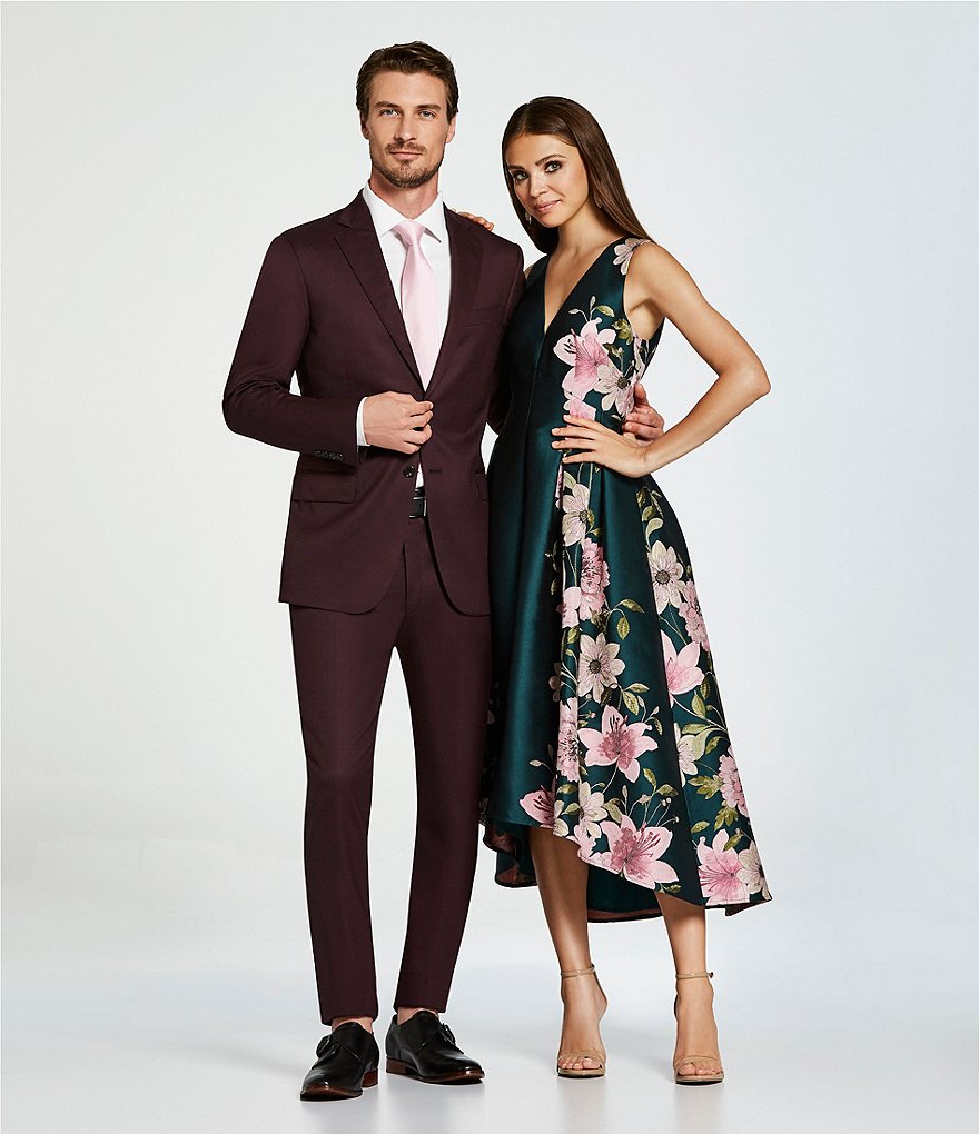 Psycho Bunny Non-Iron Modern Fit Spread Collar Solid Dress Shirt