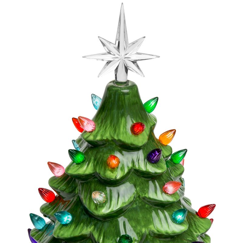 Best Choice Products 15in Pre-Lit Hand-Painted Ceramic Tabletop Christmas Tree w/ 64 Lights - Green
