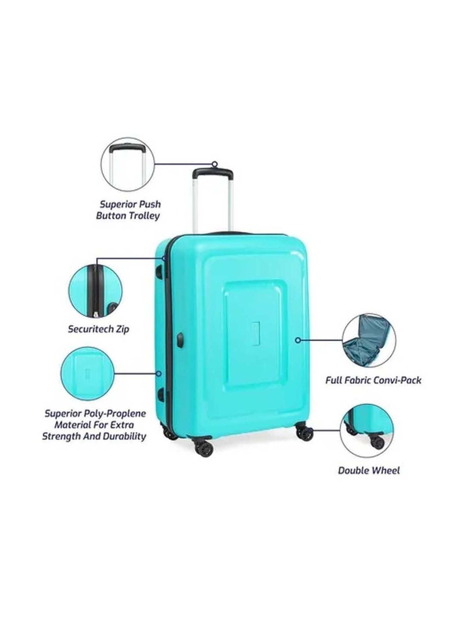 Aristocrat Endeavour Turquoise Textured Hard Large Trolley Bag - 51 cm