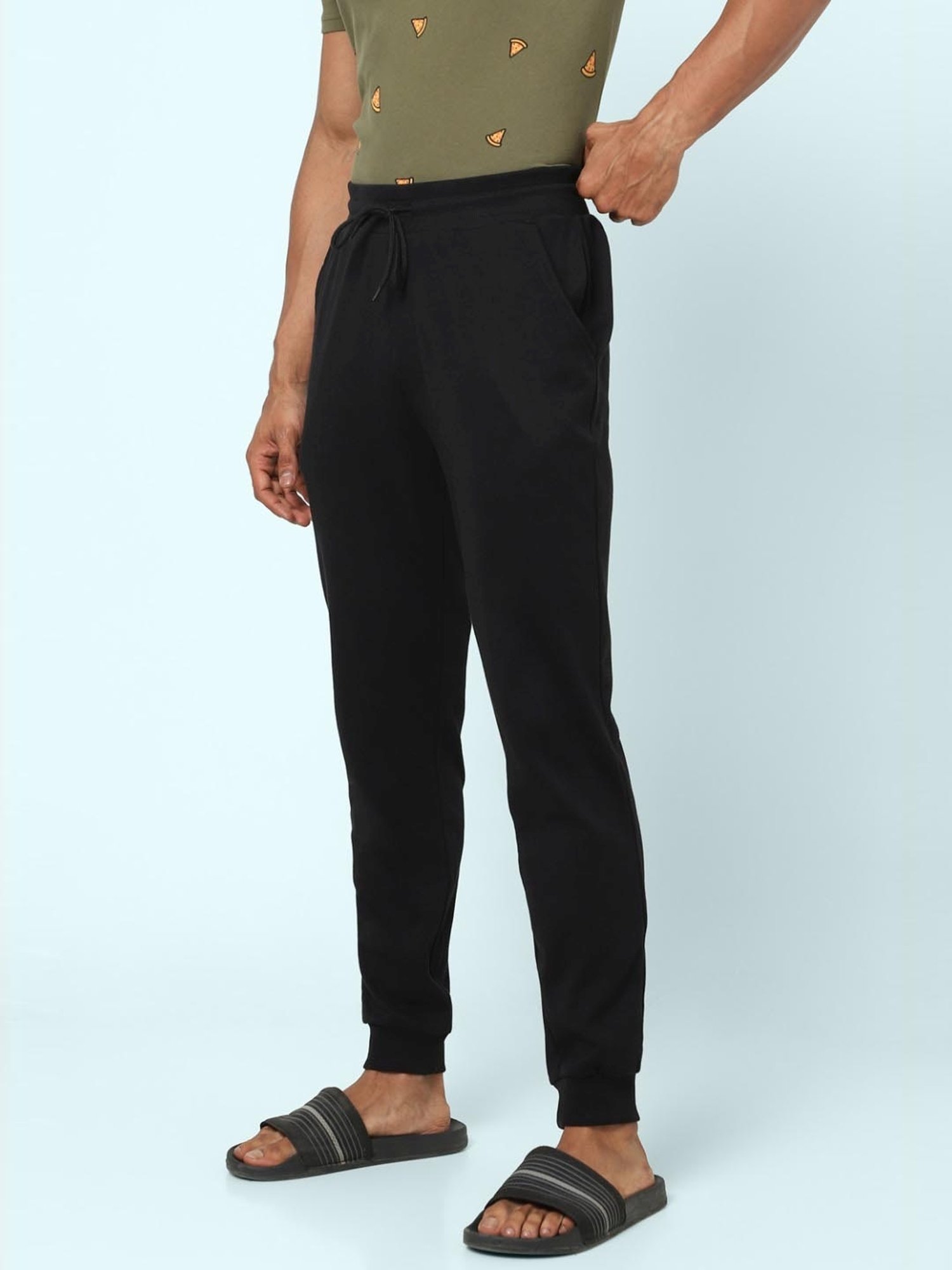 Ajile by Pantaloons Black Cotton Slim Fit Nightwear Joggers