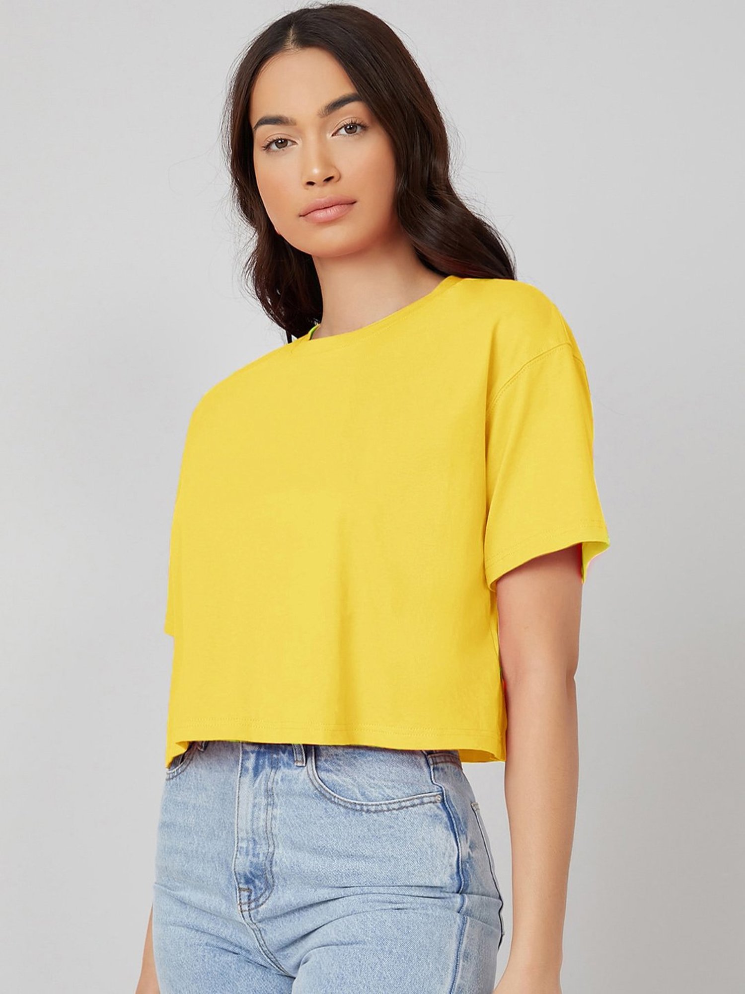 Kotty Yellow Relaxed Fit Oversized T-Shirt