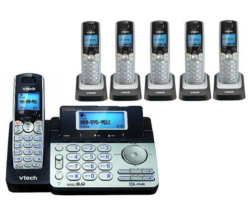 Vtech DS6151 + DS6101-5 Expandable 2-line Cordless Phone w/ Enhanced Security