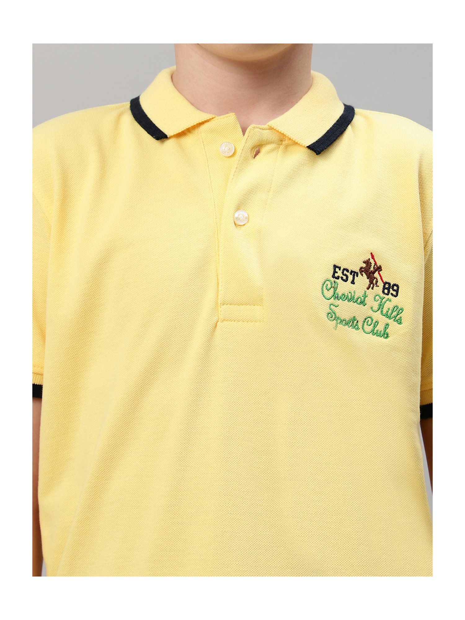 Cantabil Boys Yellow Solid Polo T-Shirt