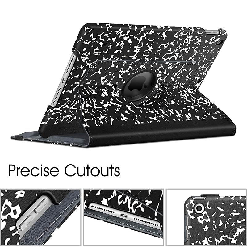 Rotating Case for New iPad 8th Gen 2020 7th Generation 2019 102 Inch Builtin Pencil Holder 360 Degree Rotating Smart Stand Cover with Auto SleepWake Composition Book Black