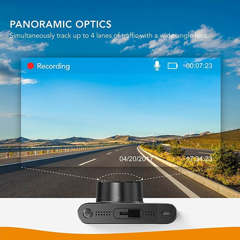 by Anker DashCam A1, Dash Cam for Car, Driving Recorder, 1080p FHD LCD Screen, Nighthawk Vision, Wide Angle Lens, Wi-Fi, G-Sensor, WDR, Loop Recording, Night Mode, Motion Detection, Dedicated App