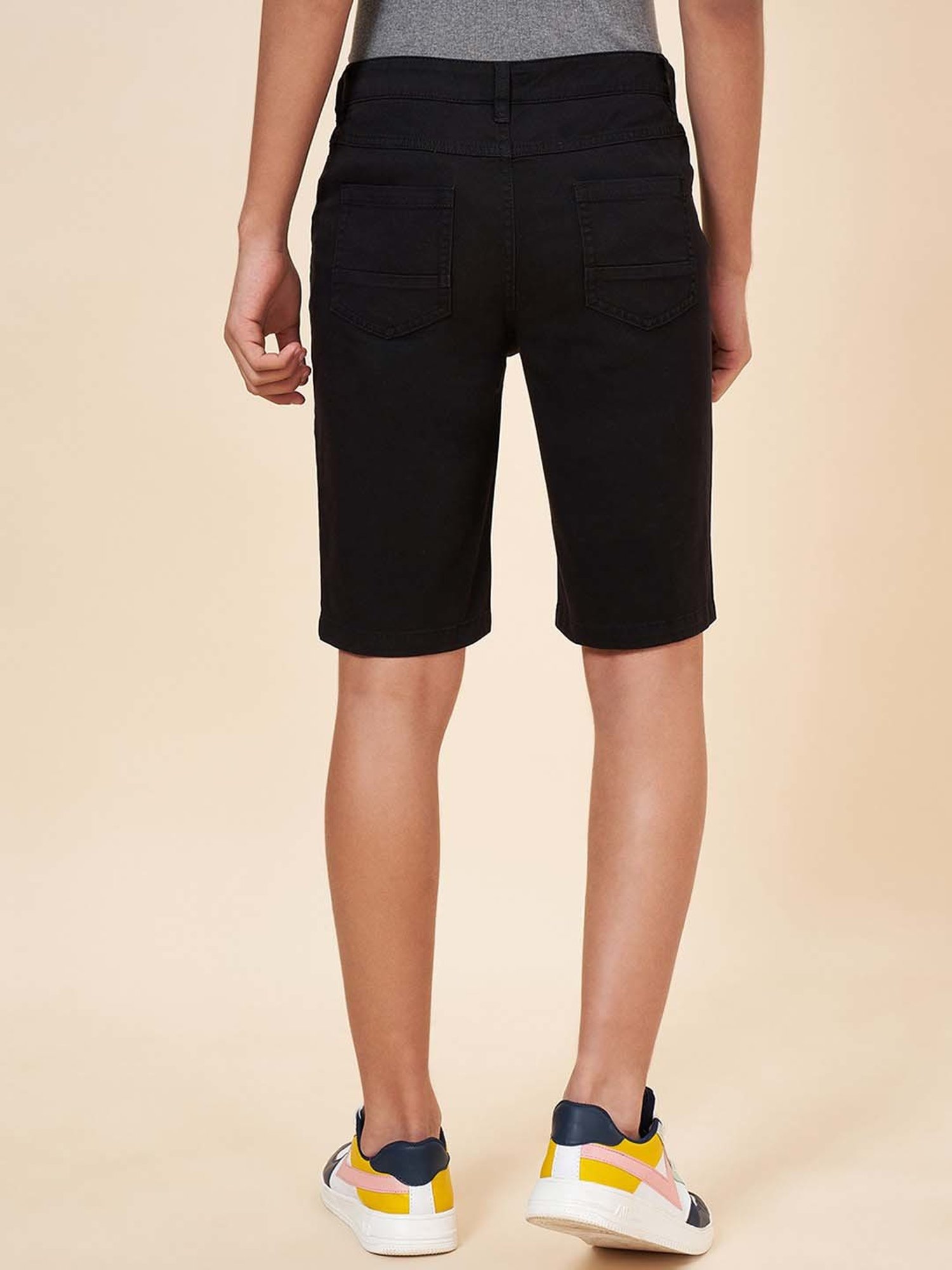 Coolsters by Pantaloons Kids Jet Black Cotton Regular Fit Shorts