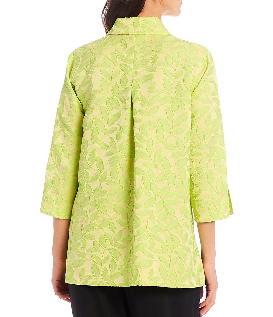Caroline Rose Summer Leaves Jacquard Breezy Shirt Jacket
