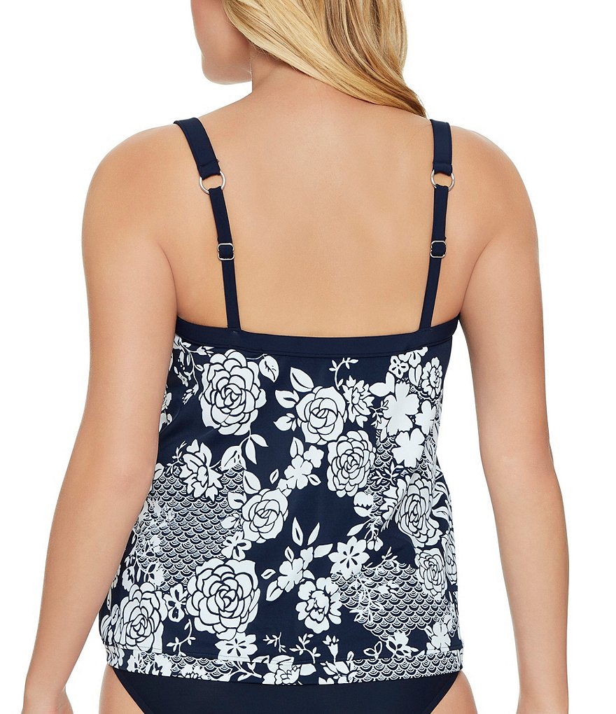 Antonio Melani Solid Belted High Neck Tankini Swim Top