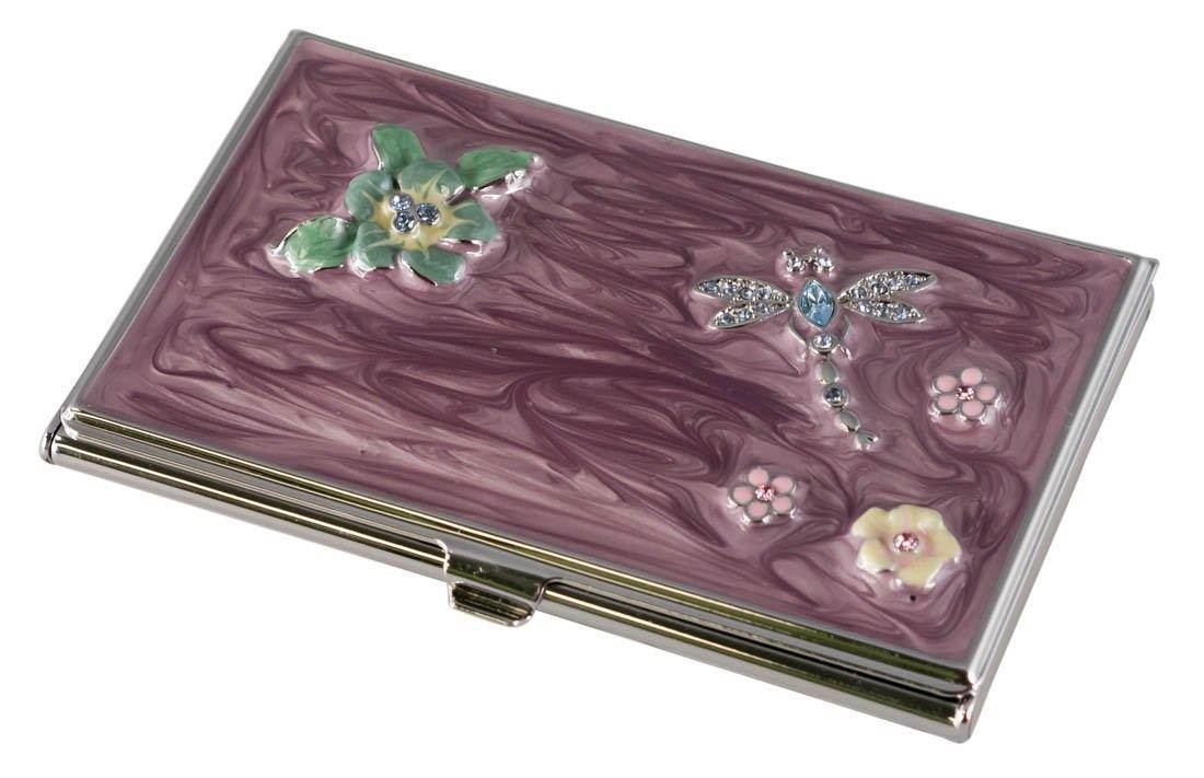 Visol Products Dragonfly Crystals and Lacquer Women's Business Card Holder