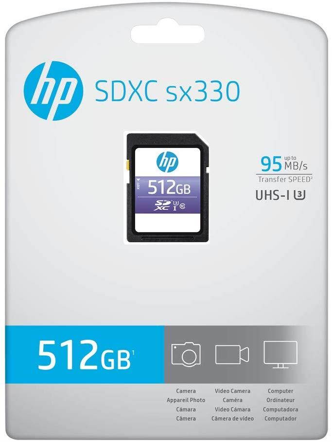 HP 512GB sx330 Class 10 U3 SDXC Flash Memory Card