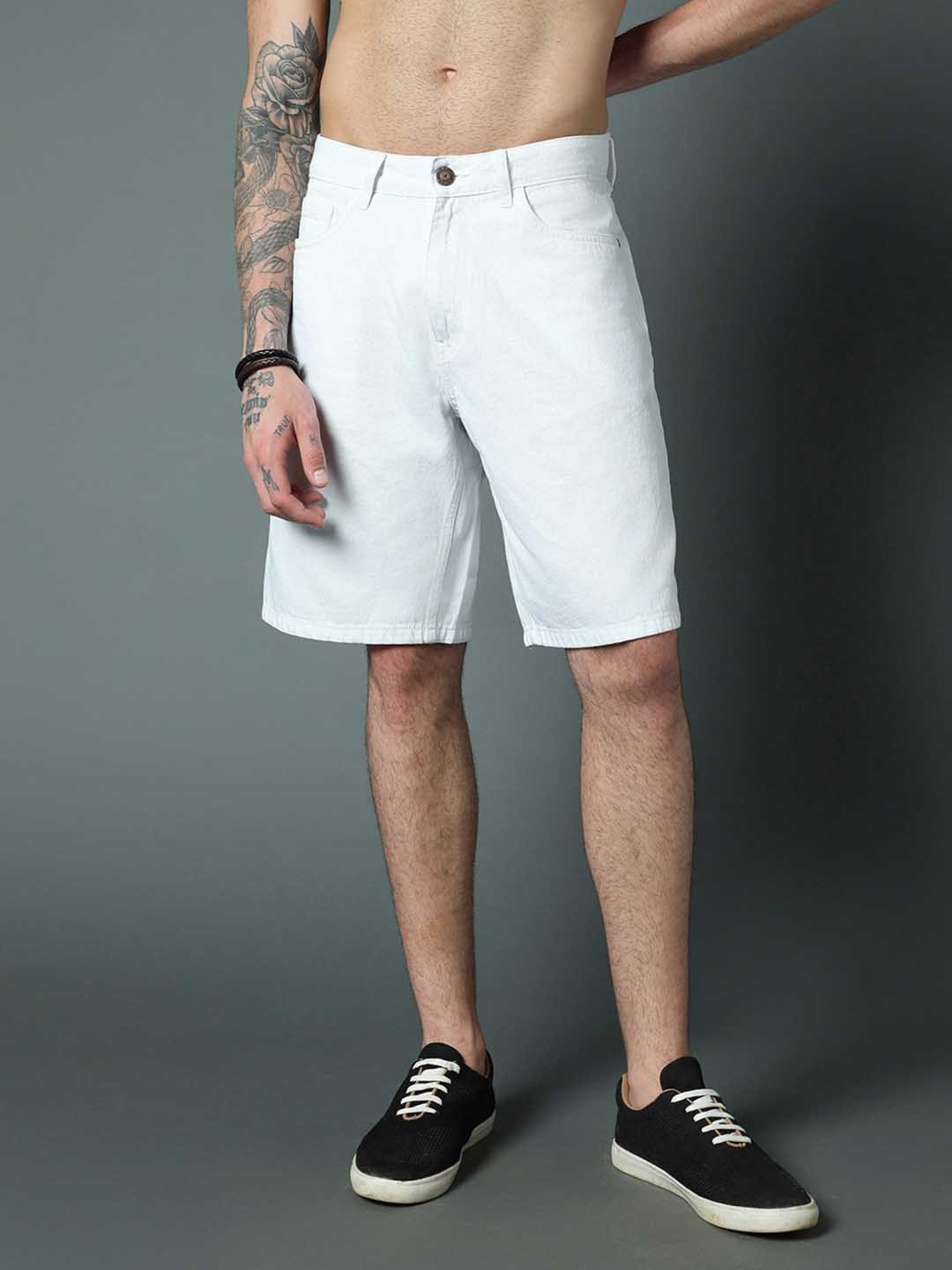 High Star White Regular Fit Shorts