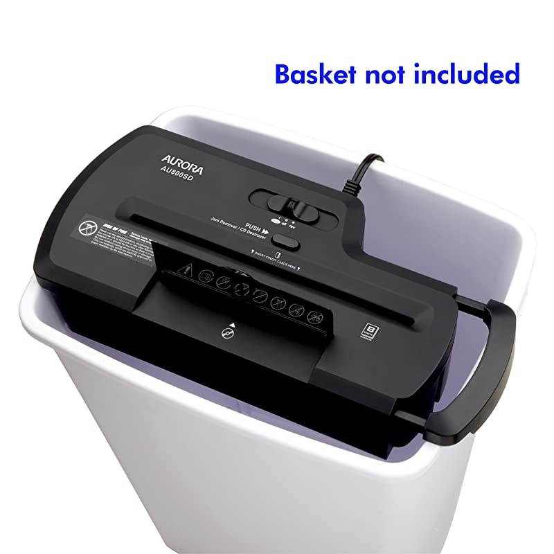 AU800SD Professional Strip Cut Paper ShredderCDCredit Card Shredder Without Wastebasket 8Sheet StripCut No Basket