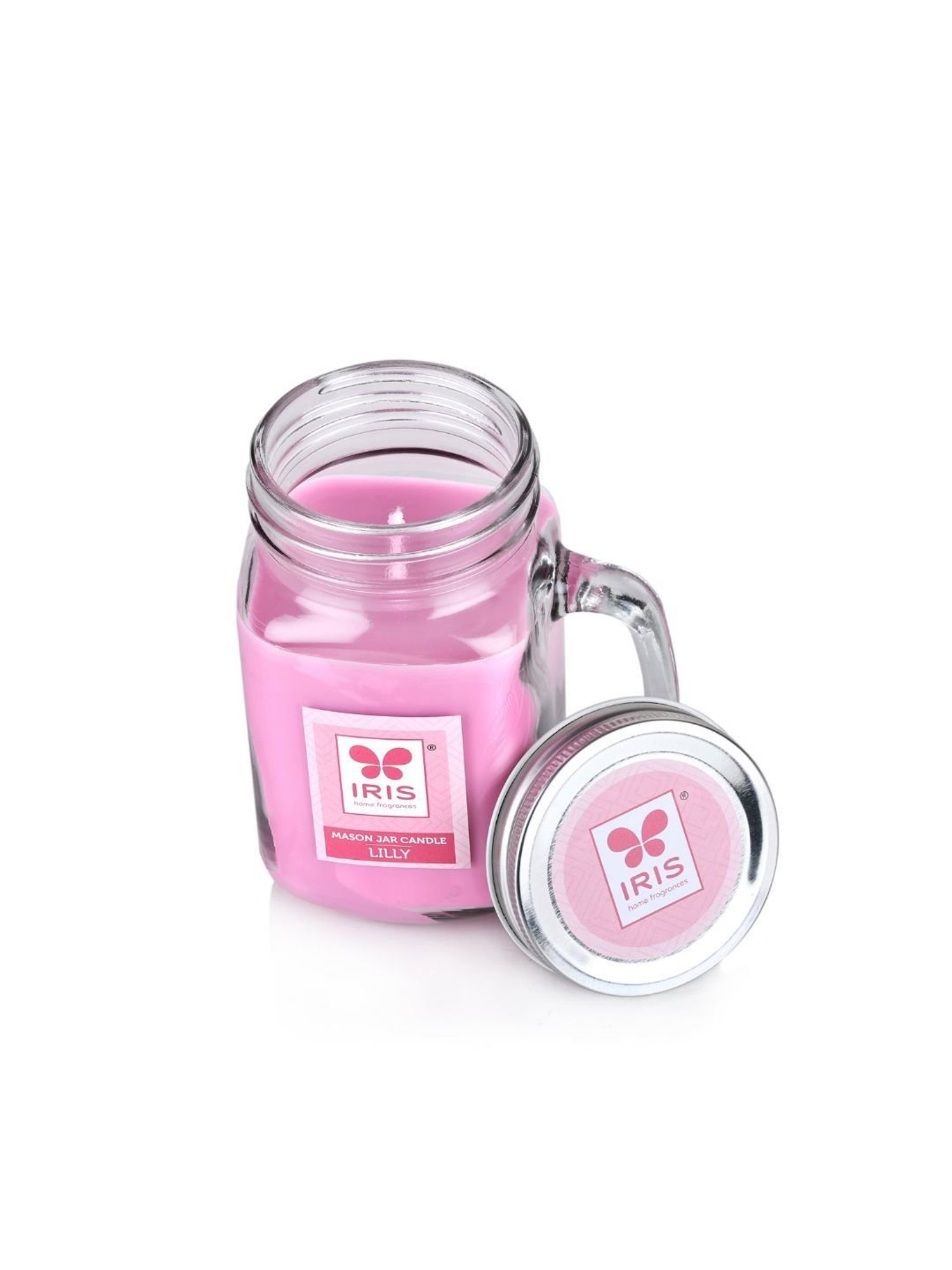 IRIS Pink Lily Mason Jar Scented Candles