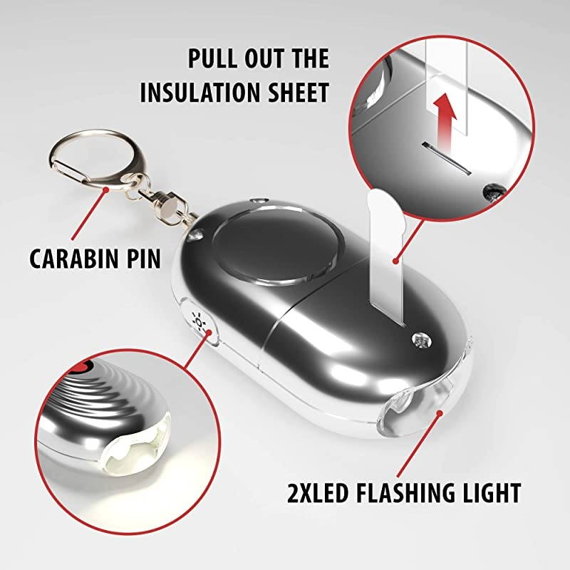 Keychain for Women Siren Song Self Security 2 LED Device for Personal Protection