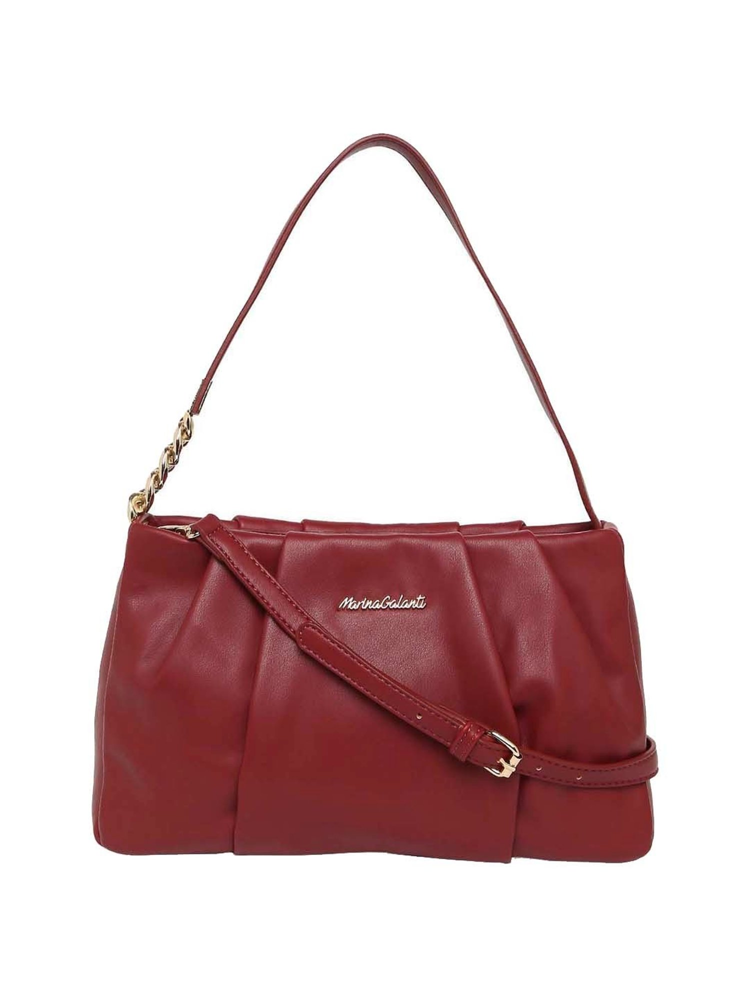Marina Galanti Red Textured Medium Baguette Bag