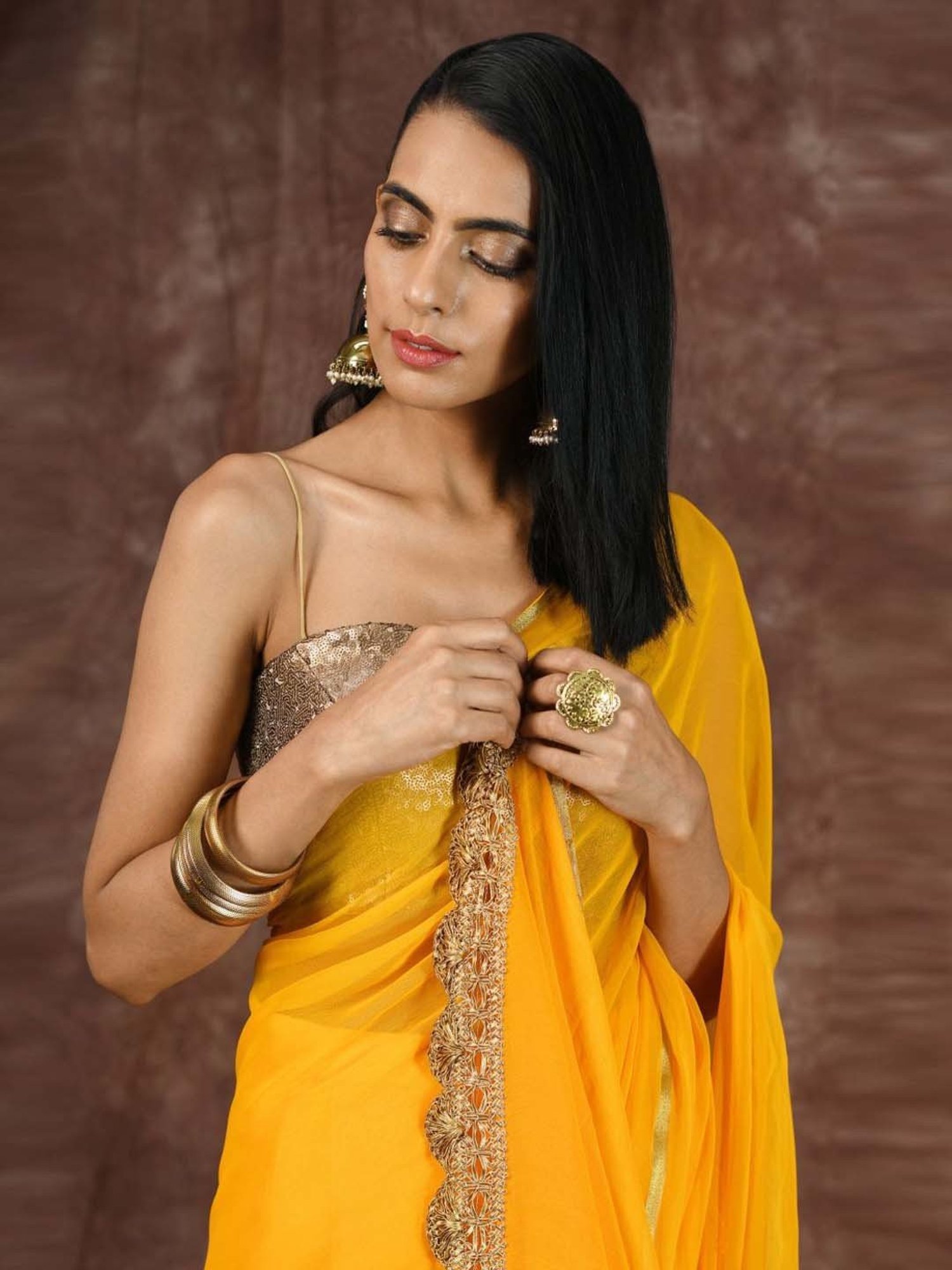 Swtantra Golden Embellished Readymade Blouse