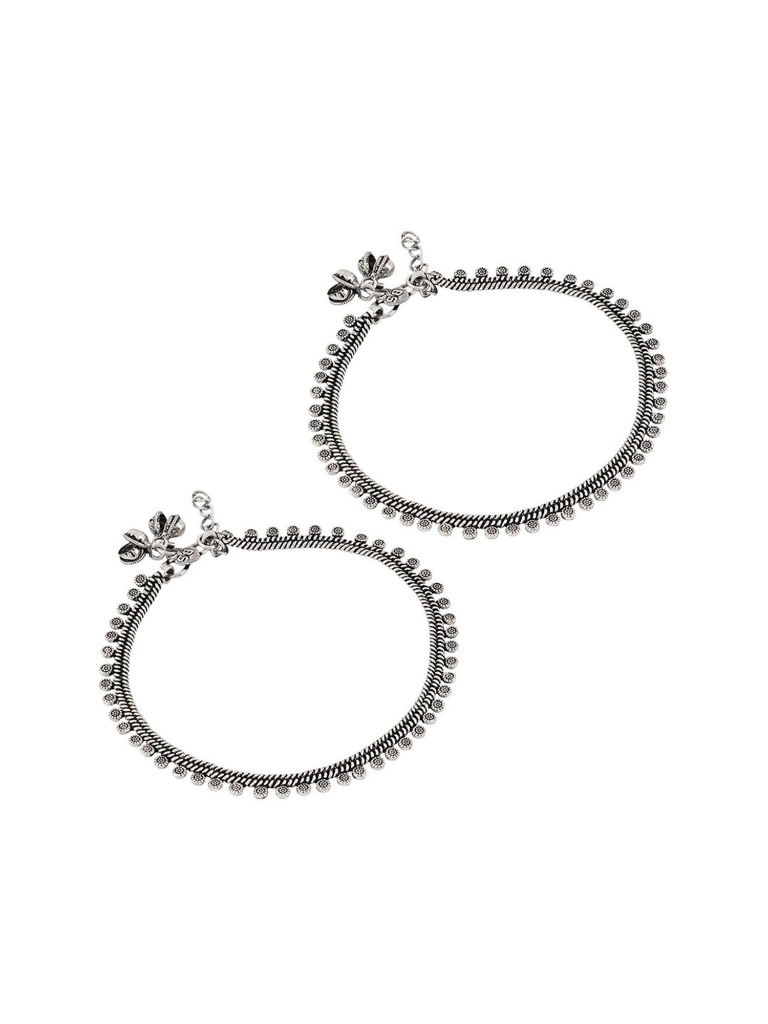 Teejh Spoorthi Silver Oxidized Ghungroo Pair of Anklet