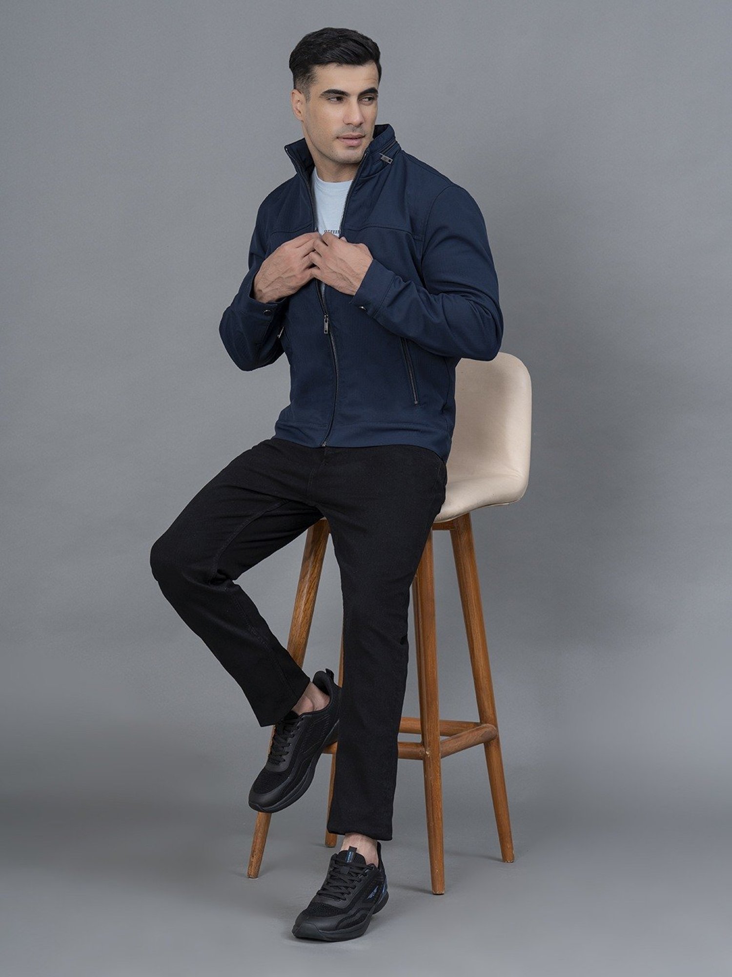 Red Tape Teal Blue Regular Fit Jacket