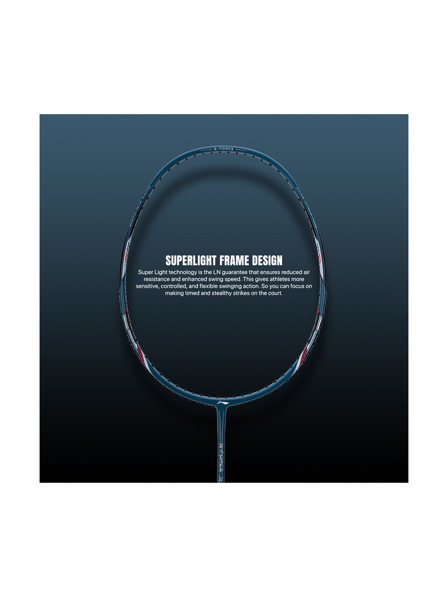 Li-Ning G-Force X5 Badminton Racket (Steel Blue) Size - Medium