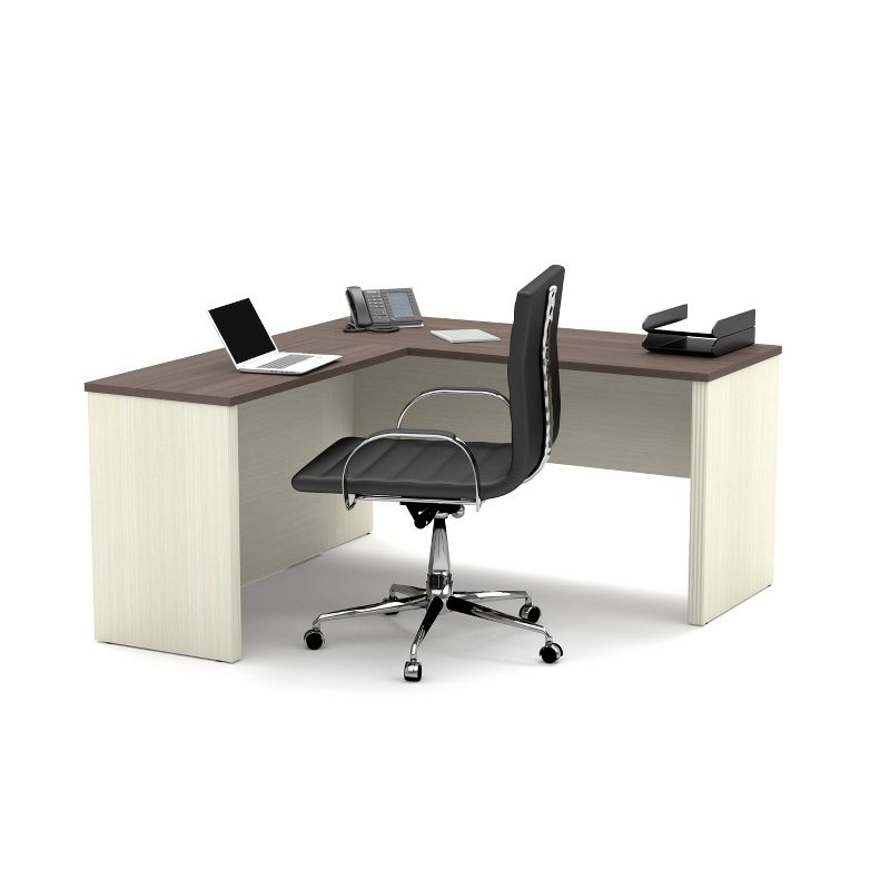 Prestige + L Shaped Workstation White Chocolate/Antigua - Bestar