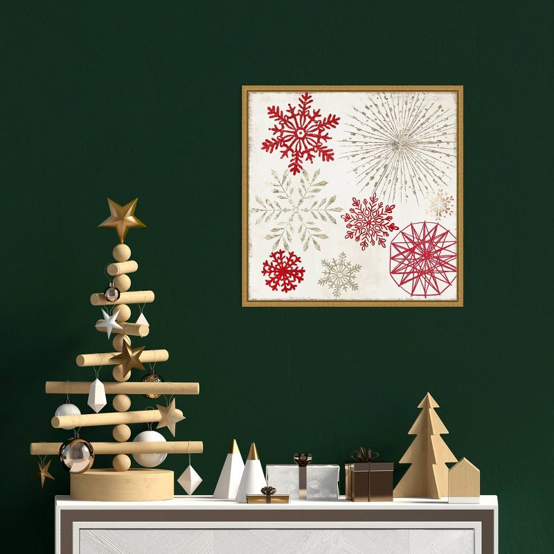 16" x 16" Merry Christmas Sparkles Snowflakes by PI Studio Framed Canvas Wall Art - Amanti Art