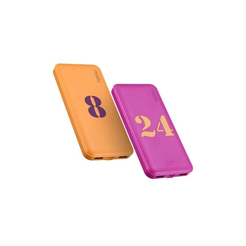 2Pack  10000mAh Dual USB Portable Charger Fast Charging Power Bank with USB C Input Backup Charger for iPhone X Galaxy S9 Pixel 3 and etc Yellow amp Purple