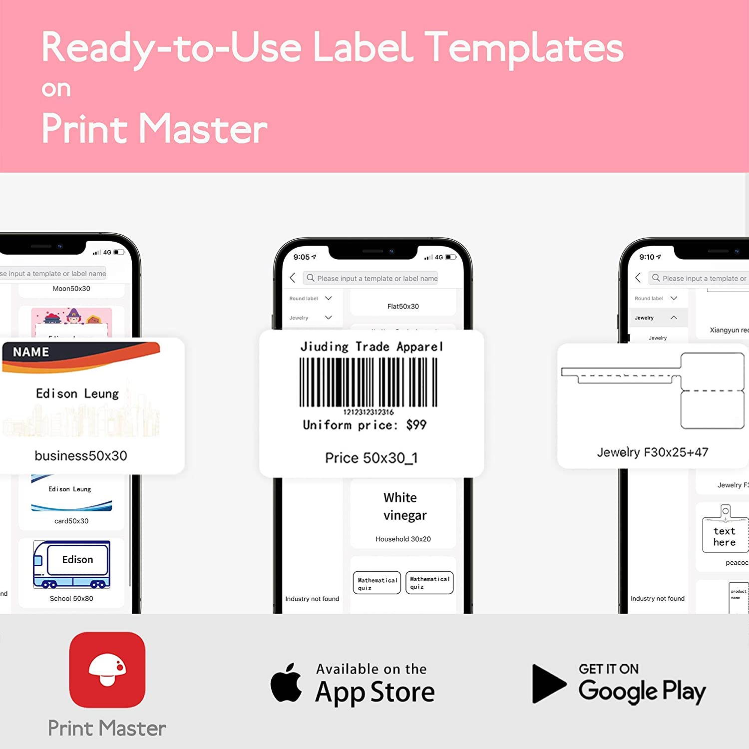 M110 Wireless Thermal Label Printer Portable Bluetooth Label Maker Machine Barcode Printer for iPhone and Android Phones