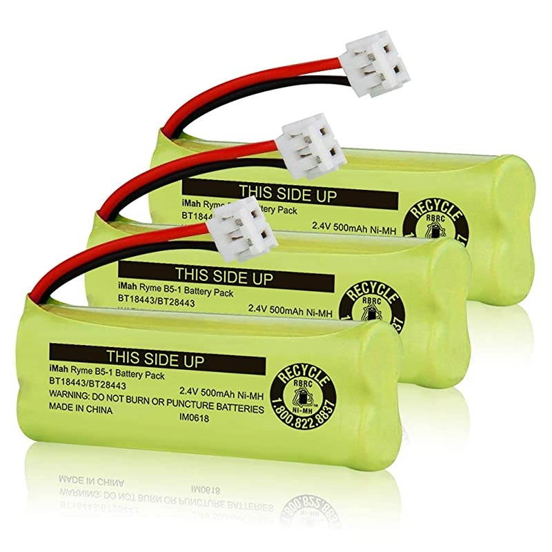 BT18443/BT28443 (end&rsquo;s Number 443, not 433) 2.4V 500mAh Cordless Phone Battery Compatible with VTech LS6115 LS6117 LS6125 LS6126 LS6225 Wireless Telephone, Pack of 3