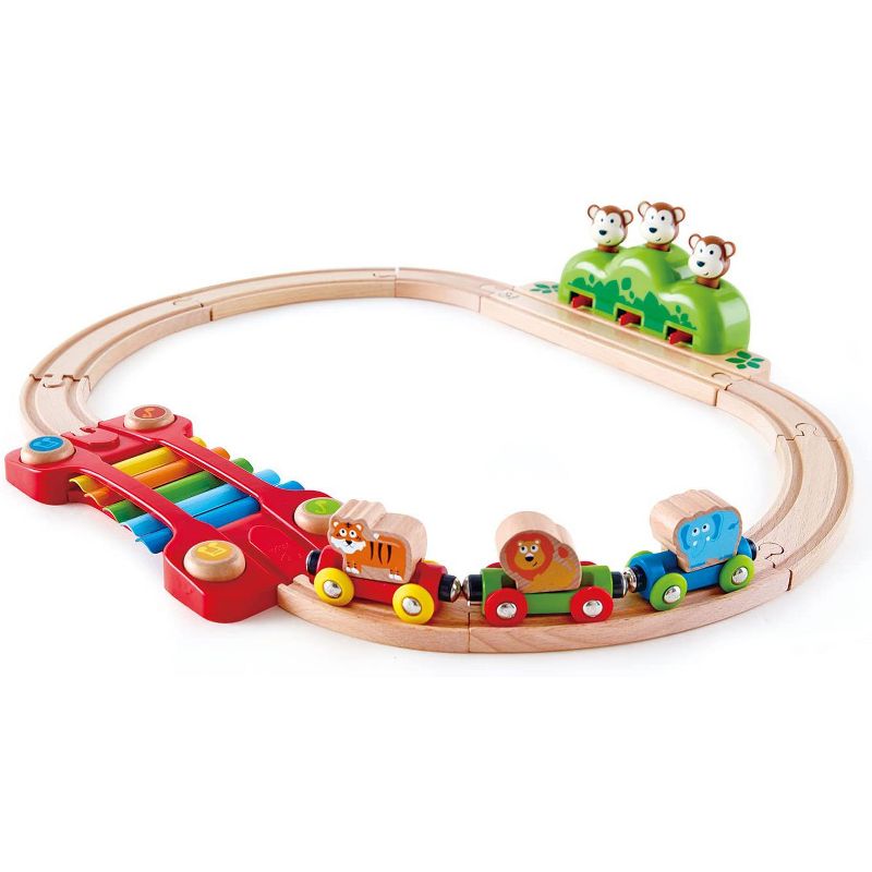 Hape Music and Monkey Fun Railway Train Set Toy with Colorful Xylophyone Melody Track for Toddlers 18 Months and Older