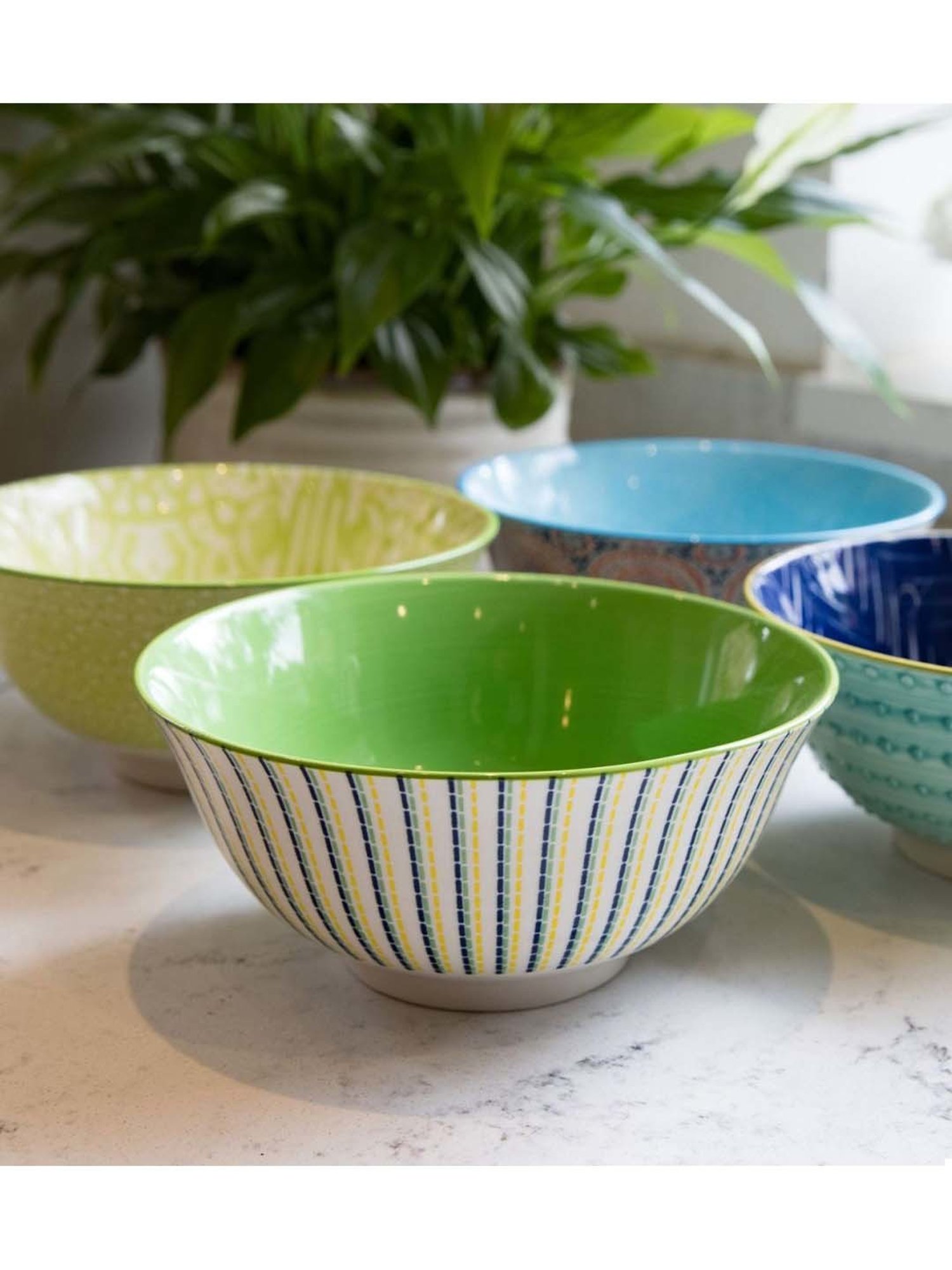 KitchenCraft Green Stoneware Lime Hues Bowl