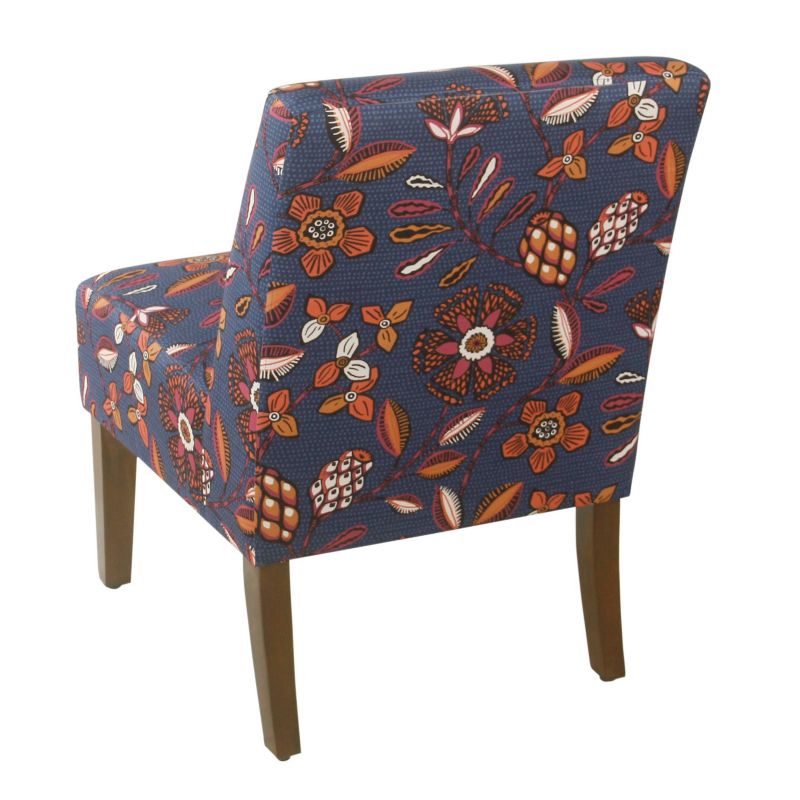 Armless Accent Chair Blue/Pink Floral - HomePop