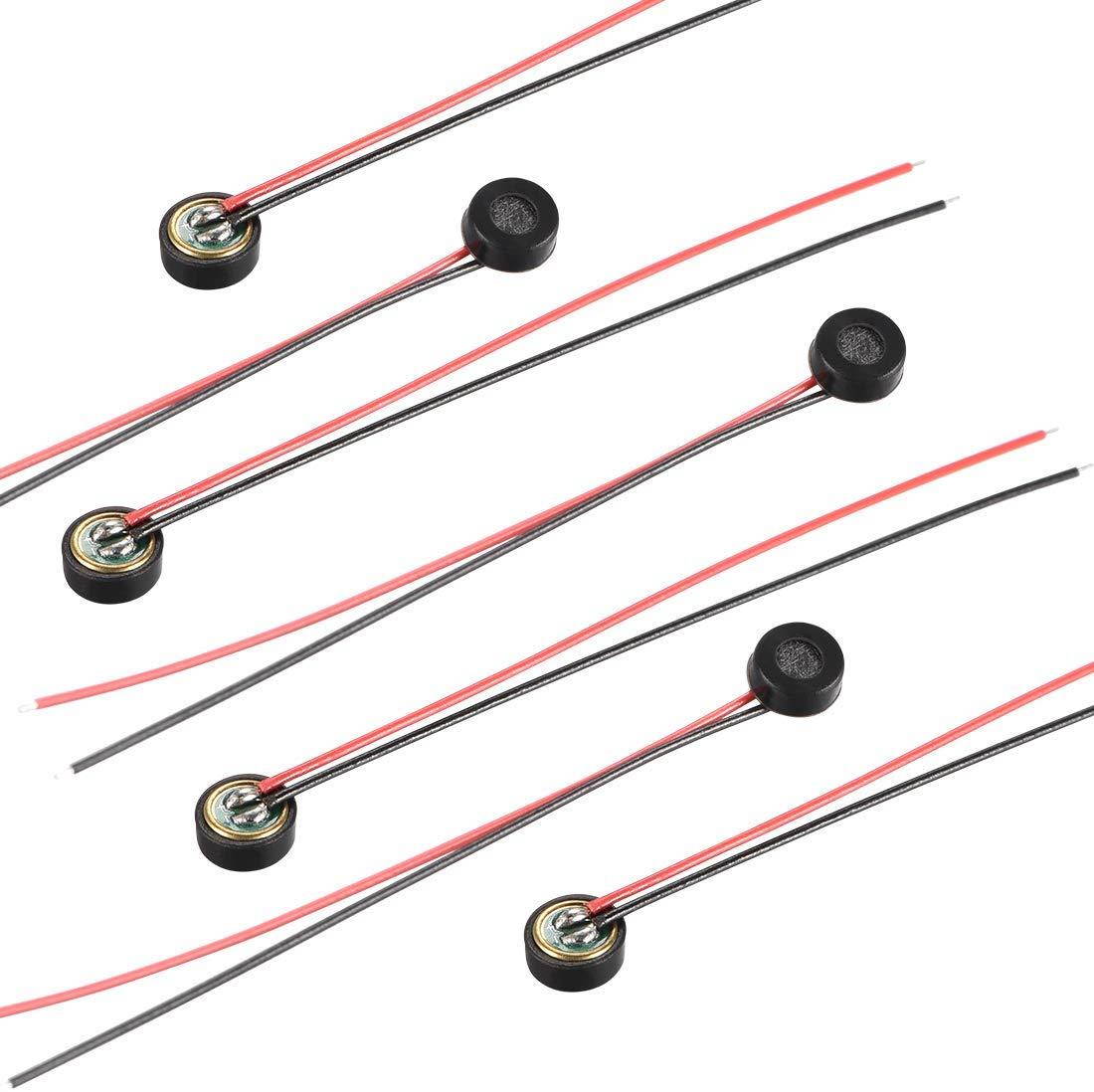 uxcell 4015 42dB Electret Microphone Pickup 4mm x 1.5mm Cylindrical Condenser MIC with Wires for PCB 10 Pcs