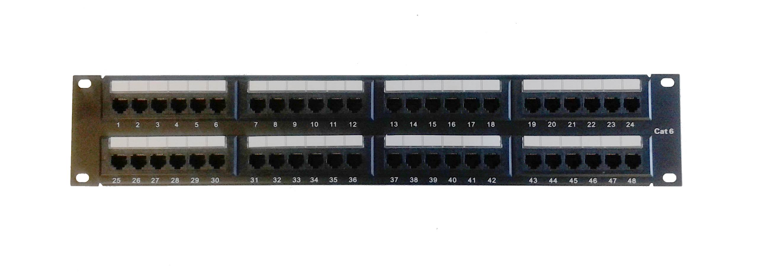 Patch panel CAT6 UTP 48 port 2U 110 IDC T568A & B 22~24AWG PP-CAT6/48