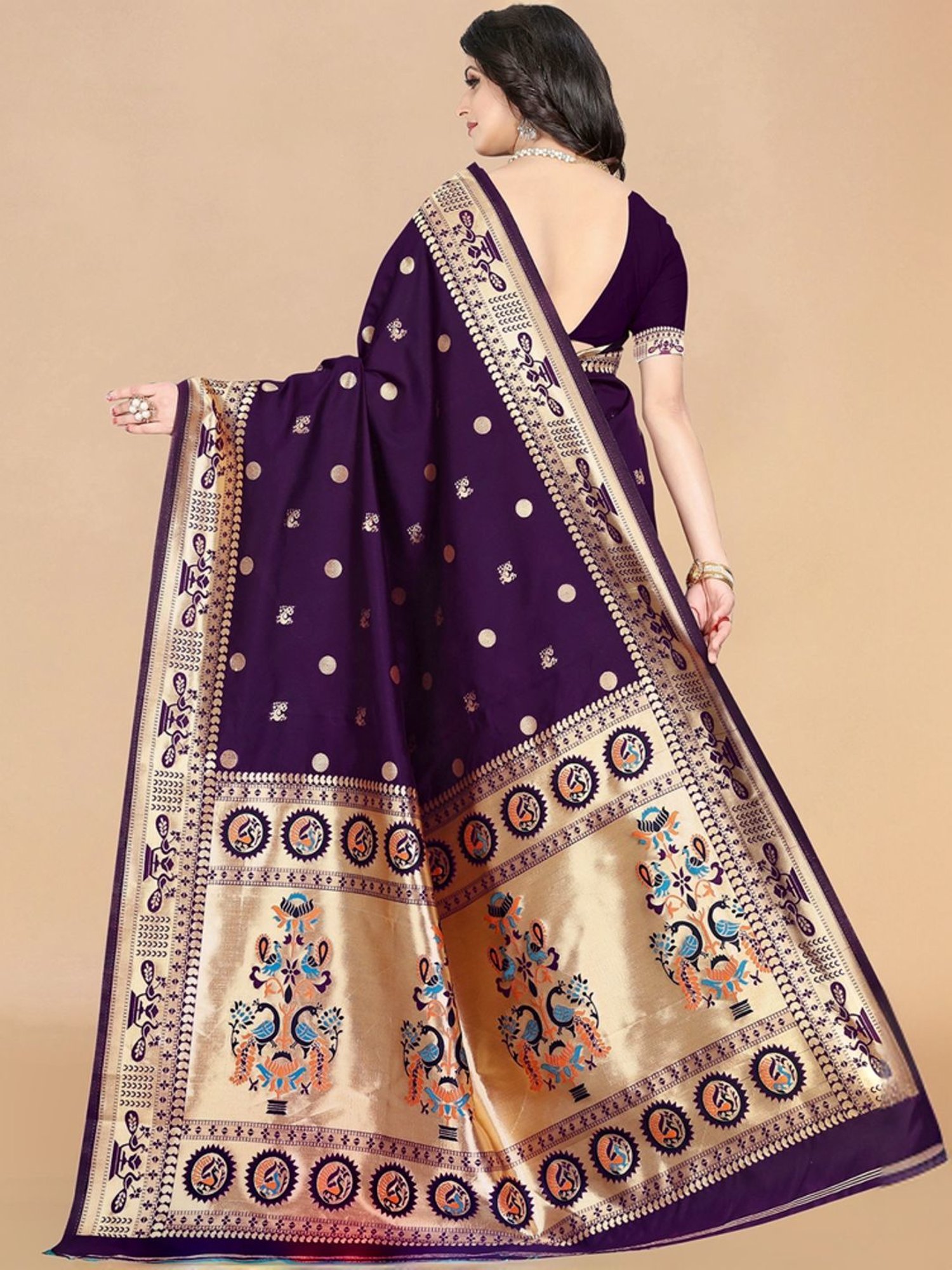 Unnati Silks Red Silk Printed Saree With Unstitched Blouse