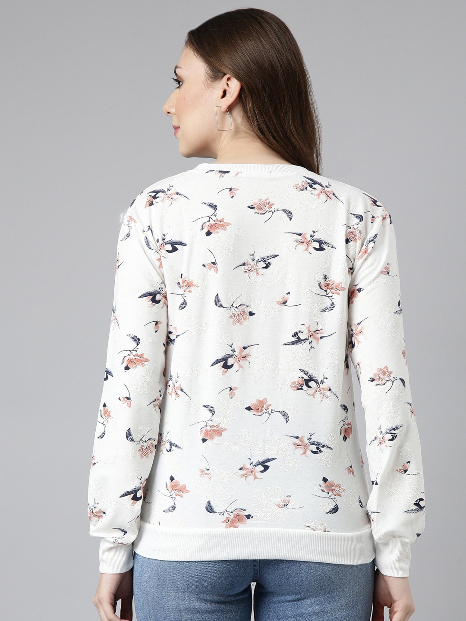 SHOWOFF White Floral Print Sweatshirt