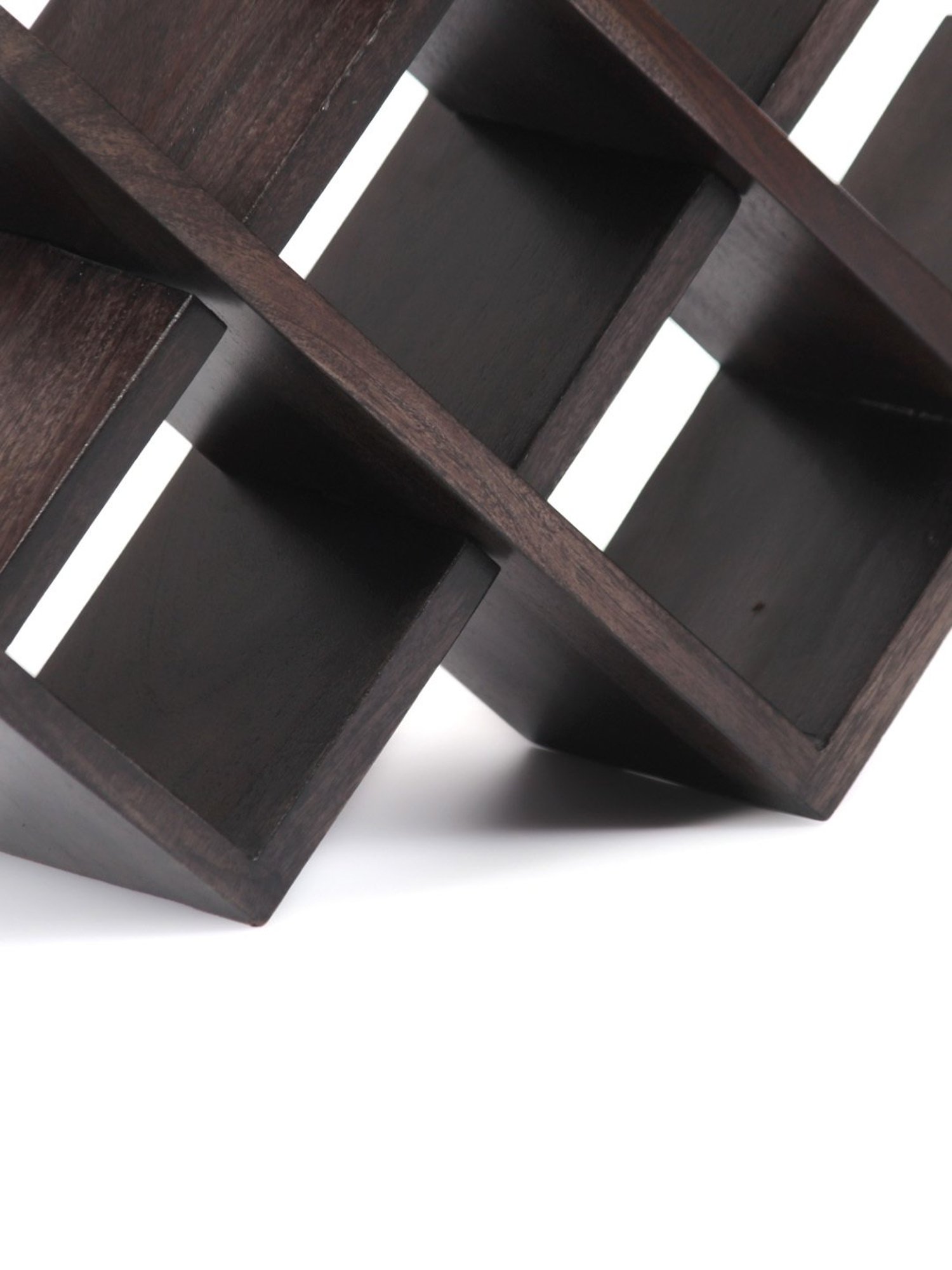 Ikiriya Kassel Solid Brown Wood Wine Rack Teak Finish
