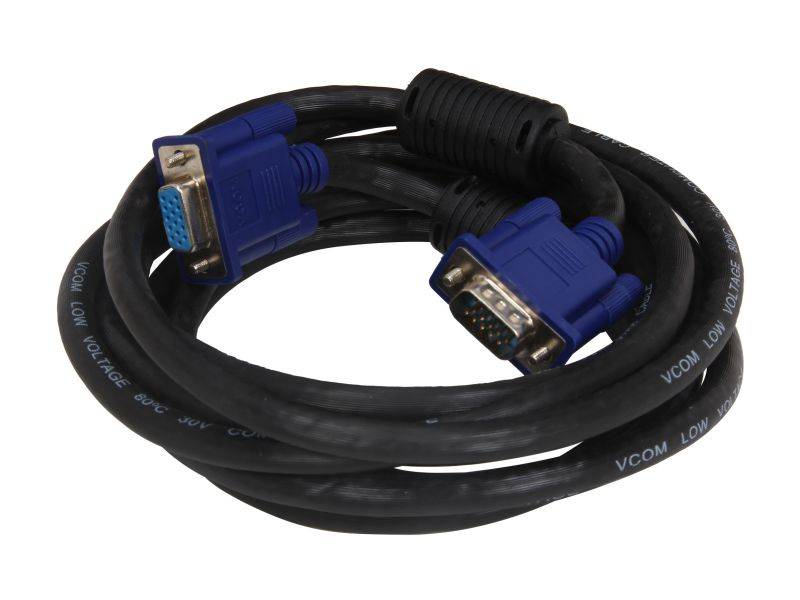 VCOM VC-VGA10F 10 ft. SVGA HD15 Male to Female Black Cable with Blue Connector