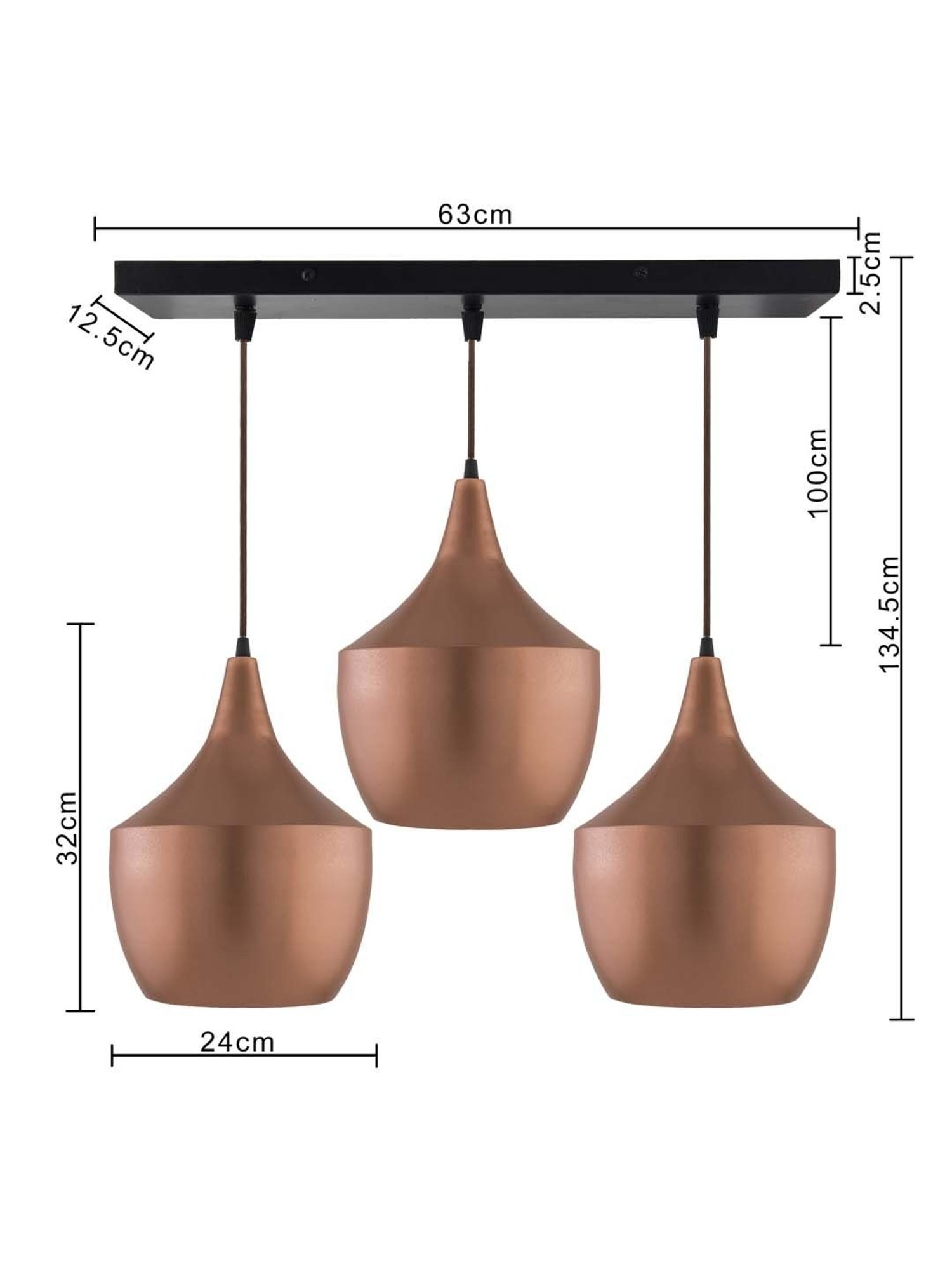 Homesake 3-Lights Linear Cluster Brown Metal Modern Pear Pendant Light - Set of 1