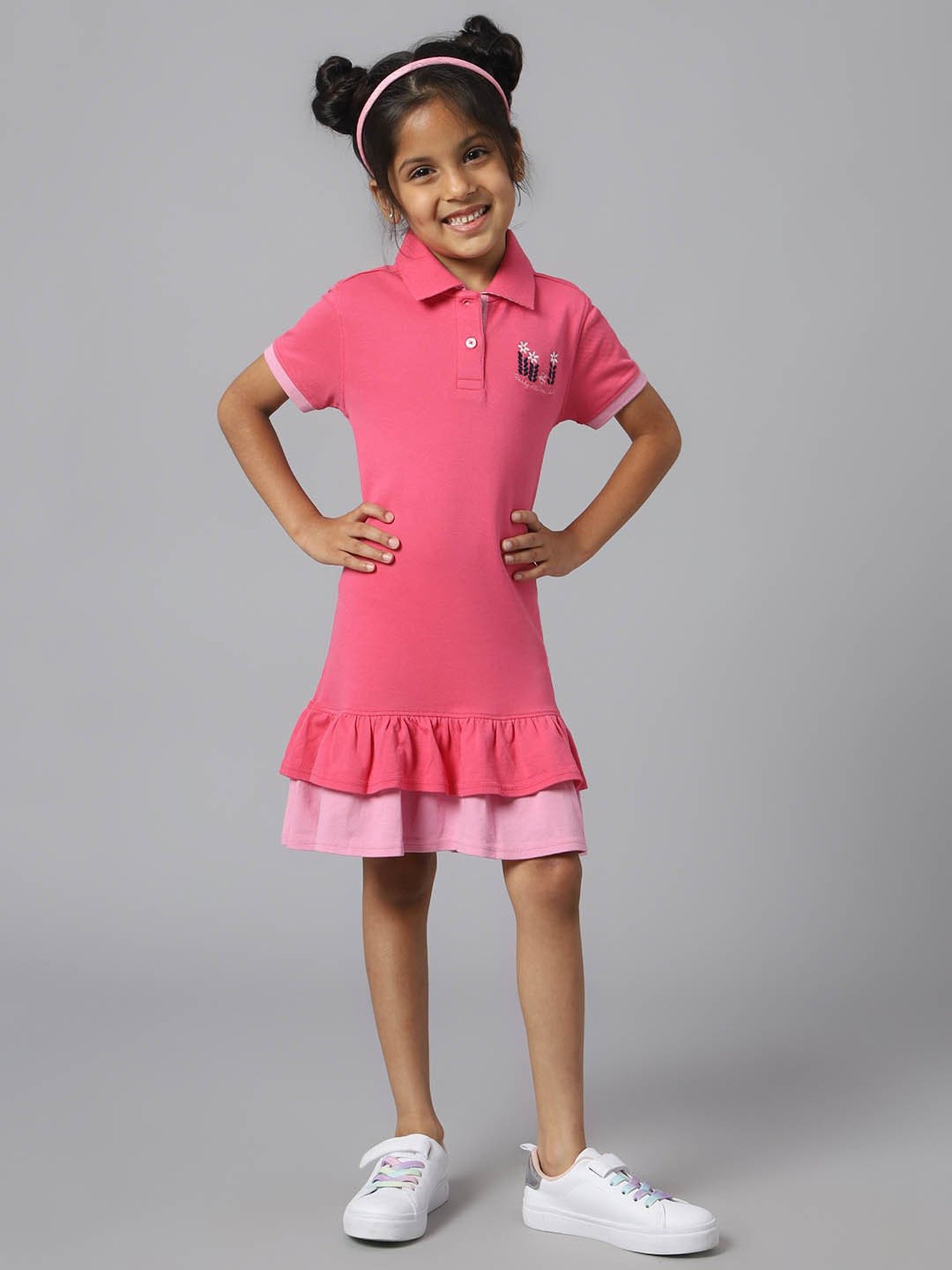Beverly Hills Polo Club Kids Pink Solid Polo Dress