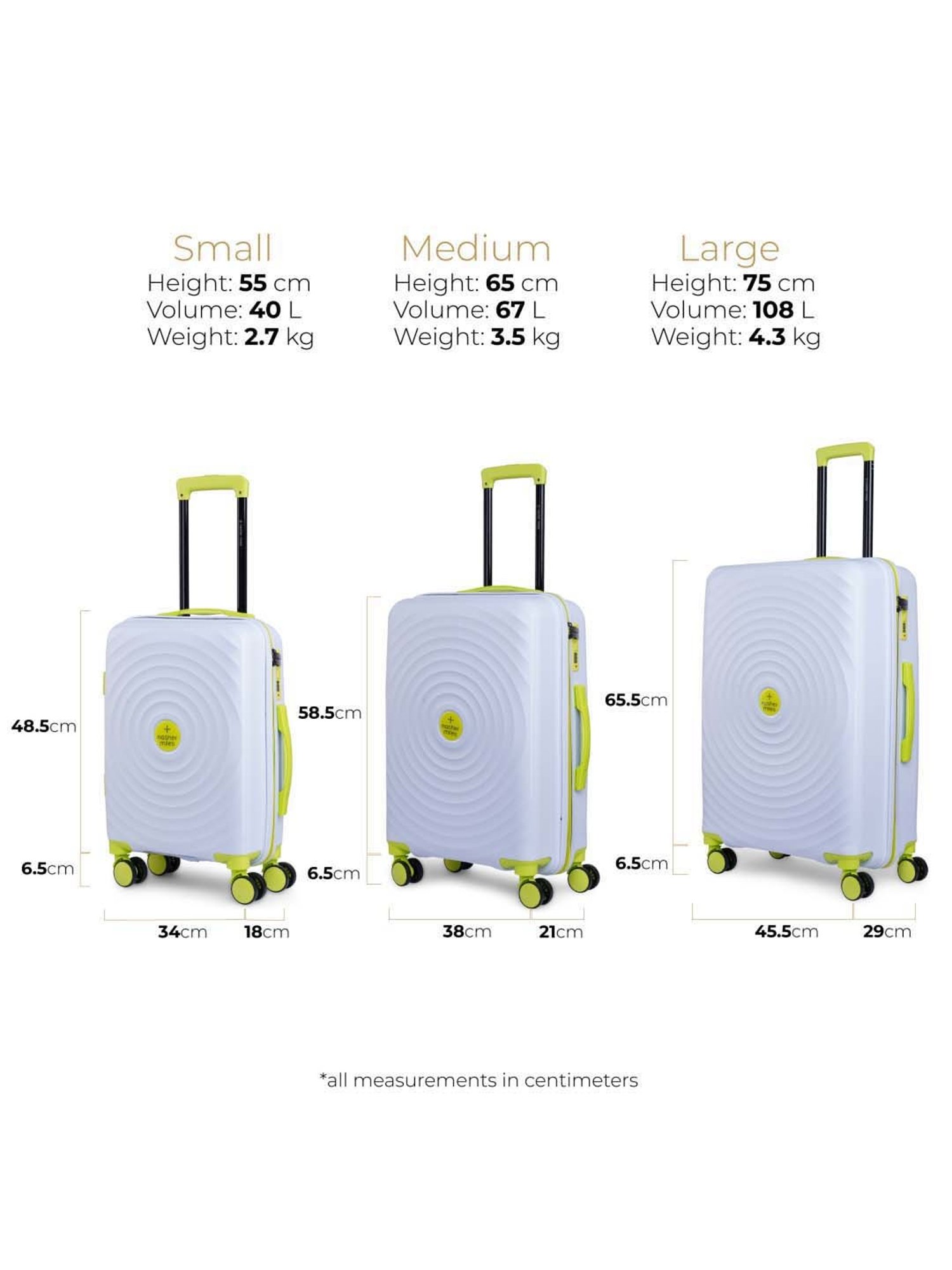 Nasher Miles Goa Hard-sided Polypropylene Set of 2 Lavender Fluorescent Green Trolley Bag(65&75Cm)