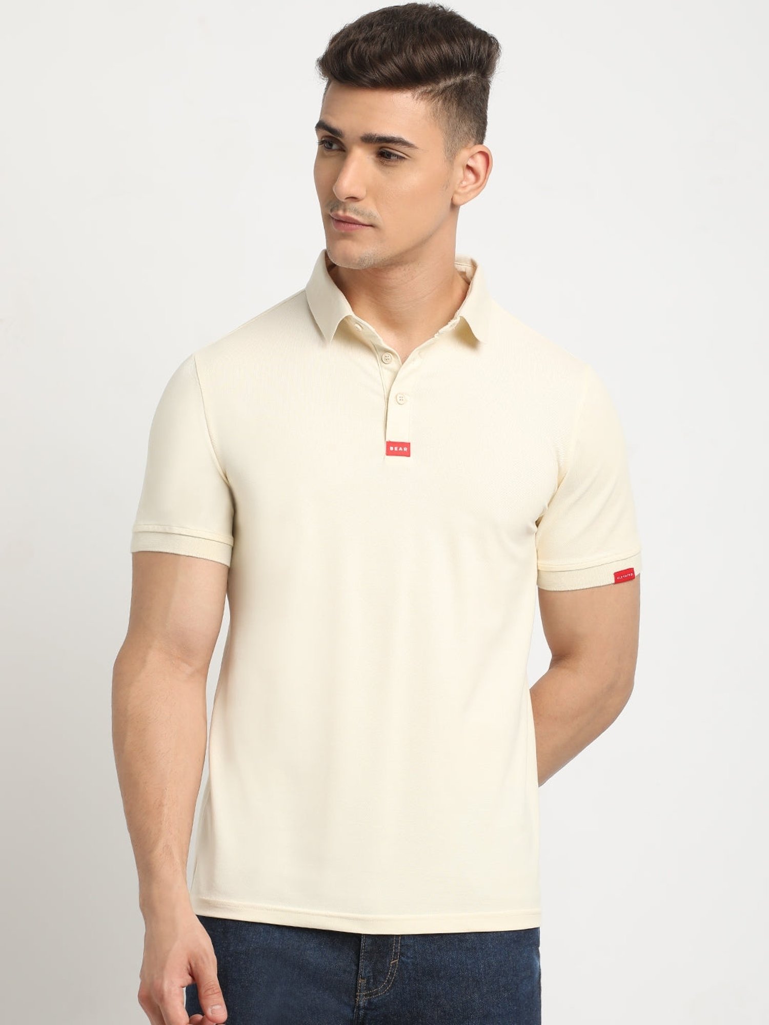 The Bear House Cream Slim Fit Polo T-Shirt