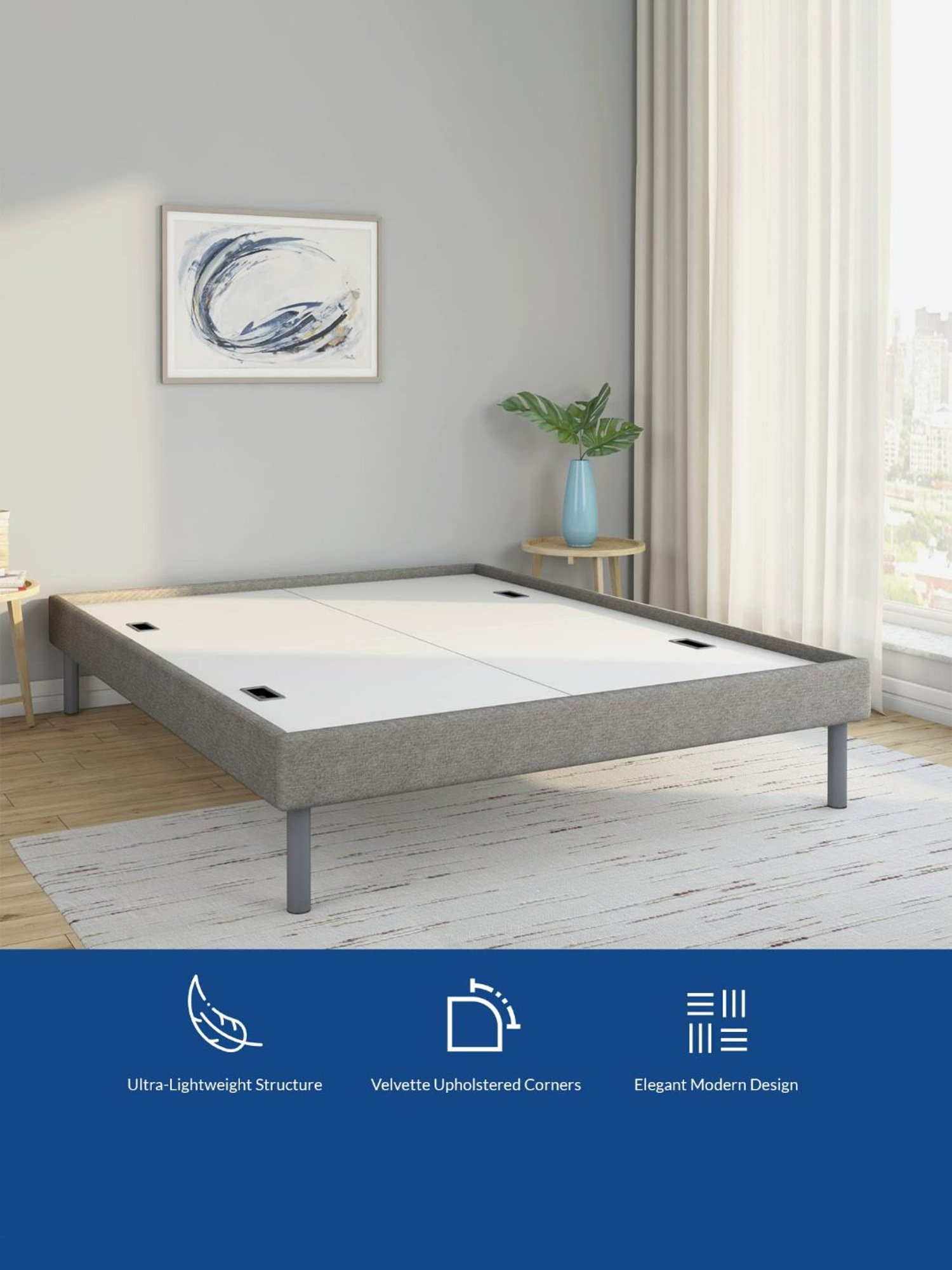 Doctor Dreams by Nilkamal Grey Wood Queen Velvette Bed